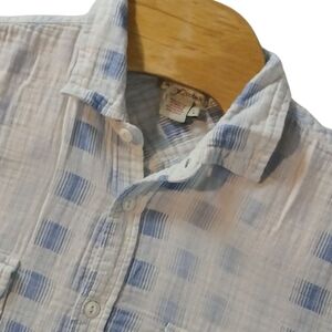 Carbon 2 Cobalt Shirt Mens Large White‎ Blue Patchwork Geometric Long Sleeve